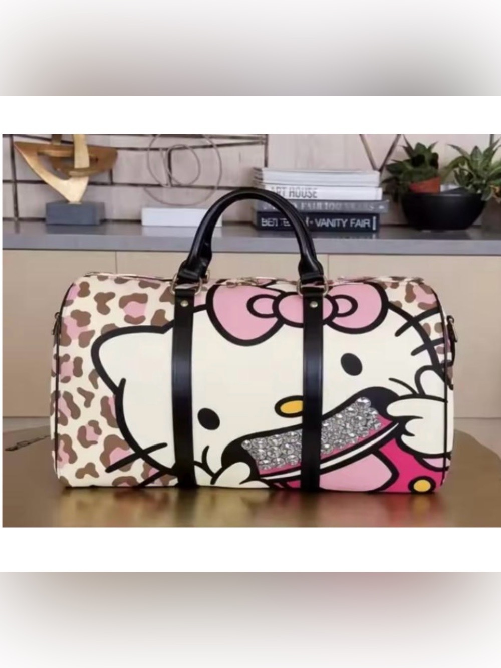 Hello kitty leopard cheetah print duffel bag